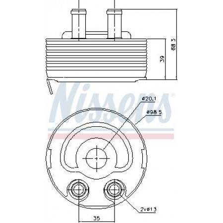 Refroidisseur d'huile. huile moteur Refroidisseur d'huile NISSAN ALMERA II ALMERA TINO NAVARA NP300 PICK UP PRIMERA X-TRAIL I 2.2D-2.5D 03.00- NISSAN PRIMERA (WP12), Tourisme, 01.2002 - Nissens 90719