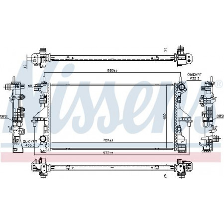 Termosifone. raffreddamento del motore Il radiatore del motore si adatta. CITROEN JUMPER II FIAT DUCATO PEUGEOT BOXER 2.2D-3.0D FIAT DUCATO (250_, 290_), Autobus, 07.2006 - Nissens 606554