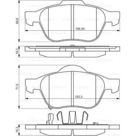 Brake pad set TOYOTA AVENSIS I (_T22_), Liftback, 09.1997 - 02.2003 BOSCH 0 986 494 485