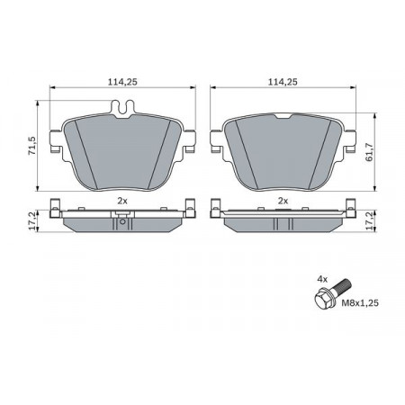 Set placute frana.frana disc Set placute frana Spate se potriveste. MERCEDES CLS C257 E A238 E ALL-TERRAIN S213 E C238 E T-MODE MERCEDES-BENZ CLS (C257), Compartiment, 12.2017 - BOSCH 0 986 424 859