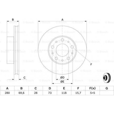 Brake disc PEUGEOT BOXER (250), Support frame, 04.2006 - BOSCH 0 986 479 B99