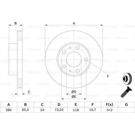 Brake disc PEUGEOT BOXER (244, Z_), Bus, 12.2001 - BOSCH 0 986 479 B34