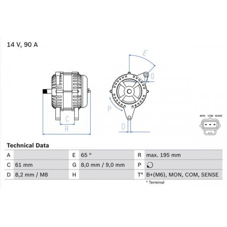 Adatto per alternatore 14 V 90 A. FORD FOCUS I FOCUS I-KOMBI 1.4-2.0 08.98-03.05 FORD FOCUS Turnier (DNW), Touring, 02.1999 - 12.2007 BOSCH 0 986 044 651