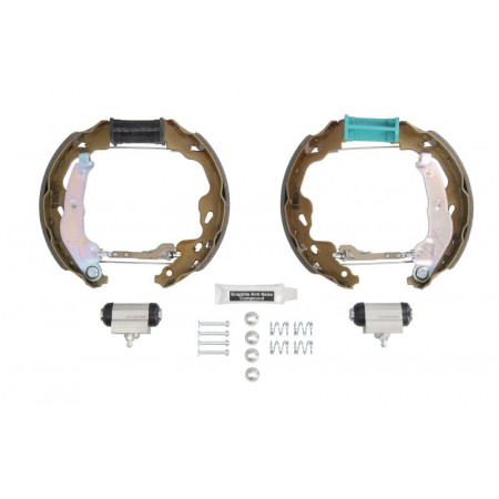 Conjunto de sapatas de freio Conjunto de tambor de freio As molas do cilindro da sapata de freio se encaixam. CITROEN C1 PEUGEOT 107 TOYOTA AYGO AYGO-HATCHBACK 1.0-1.4 PEUGEOT 107 (PM_, PN_), Hatchback, 06.2005 - 05.2014 BOSCH 0 204 114 190