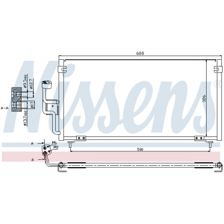 Kondensator, Kaltklimaanlage Mitsubishi Galant 96 - 2,5 V6 24V und Benz. Aut. Klimaanlage + / - EA5A A / A NISSENS NIS 94702