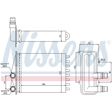 Radiator calorifer caldura NISSAN PRIMASTAR OPEL VIVARO A VIVARO B RENAULT TRAFIC II TRAFIC III 1.6D-2.5D 02.01- NISSENS NIS 73468