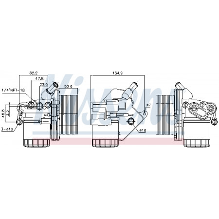 Enfriador de aceite, aceite de motor Enfriador de aceite con caja de filtro de aceite CITROEN JUMPER FIAT DUCATO FORD TOURNEO CUSTOM V362 TRANSIT TRANSIT CUSTOM V362 TRANSIT TOURNEO TRANSIT V363 PEUGEOT BOXER 2.2D 04.06- NISSENS NIS 90893