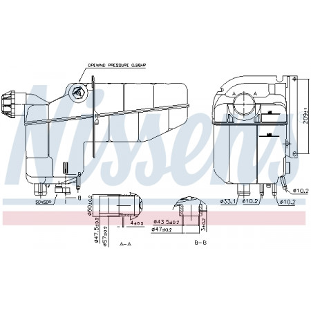 Tanque de expansão, refrigeração Tanque de expansão do líquido de refrigeração com conector com sensor de nível SCANIA 4 PGRT 05.95- NISSENS NIS 996020