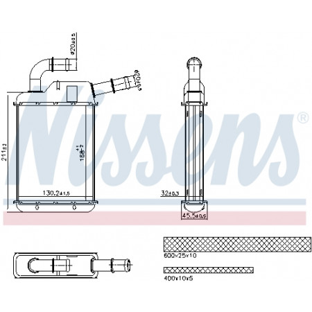 Radiator calorifer caldura SEAT ALHAMBRA VW CALIFORNIA T5 CAMPER CALIFORNIA T6 CAMPER MULTIVAN T5 MULTIVAN T6 SHARAN TRANSPORTER T5 TRANSPORTER T6 TRANSPORTER T6 / CARAVELLE T6 1.4-3.2 04.03- NISSENS NIS 707279