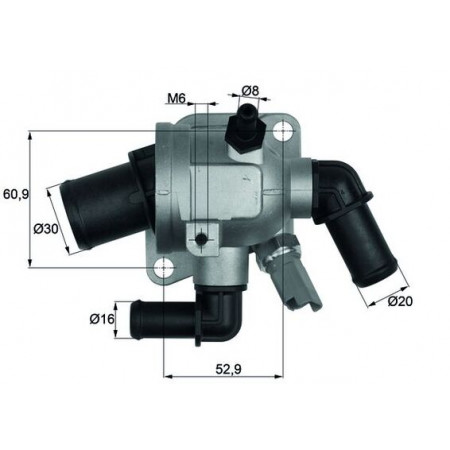 Thermostat d'eau Thermostat du système de refroidissement 88C dans le boîtier ALFA ROMEO MITO FIAT 500 500 C DOBLO DOBLO/MINIVAN FIORINO/MINIVAN GRANDE PUNTO IDEA LINEA PUNTO EVO QUBO STRADA 1.2/1.3D 12.04- MAHLE TI 173 88