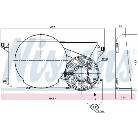 Ventola, radiatore Ventola radiatore con alloggiamento FORD TRANSIT 2.2D/2.4D 04.06-12.14 NISSENS NIS 85825