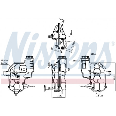 Ausgleichsbehälter, Kühlung Ausgleichsbehälter mit Stopfen mit Füllstandssensor LAND ROVER DISCOVERY III DISCOVERY IV RANGE ROVER SPORT I 07.04-12.18 NISSENS NIS 996180