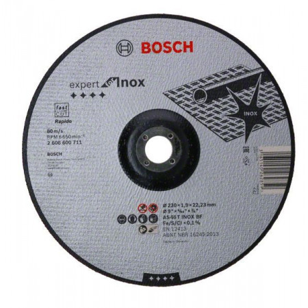 Suport disc abraziv, polizor multifuncional Disc 25buc grosime: 19mm forma: curb disc: 230mm destinat pentru: otel inoxidabil BOSCH 2 608 600 711